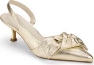 Yosi Samra Kaleigh Bow Slingback Pointed Toe Kitten Heel Pump