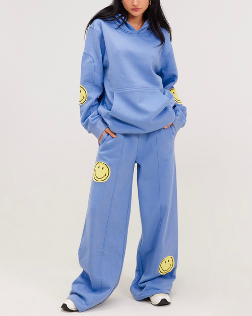 Samii Ryan Smiley Straight Leg Sweatpants In Blue In Blue