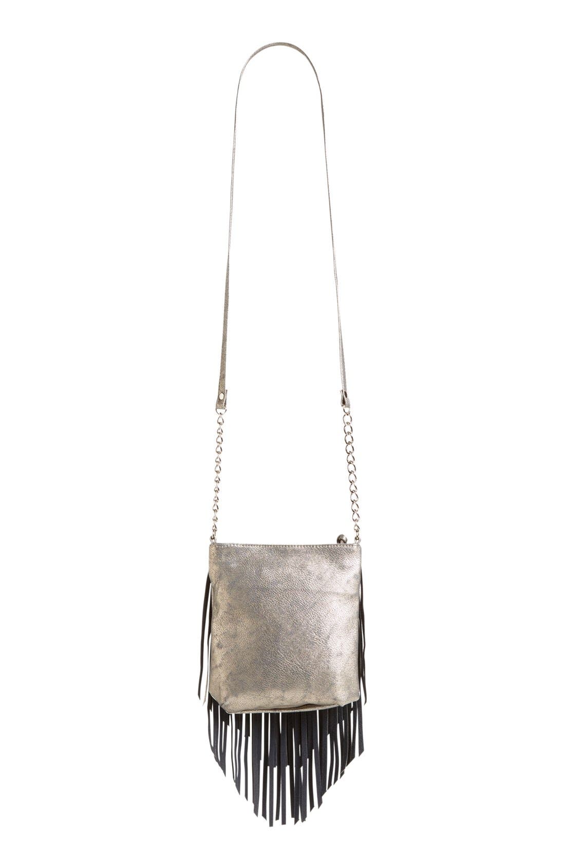 Layered Fringe Crossbody Bag, Alternate, color, SILVER