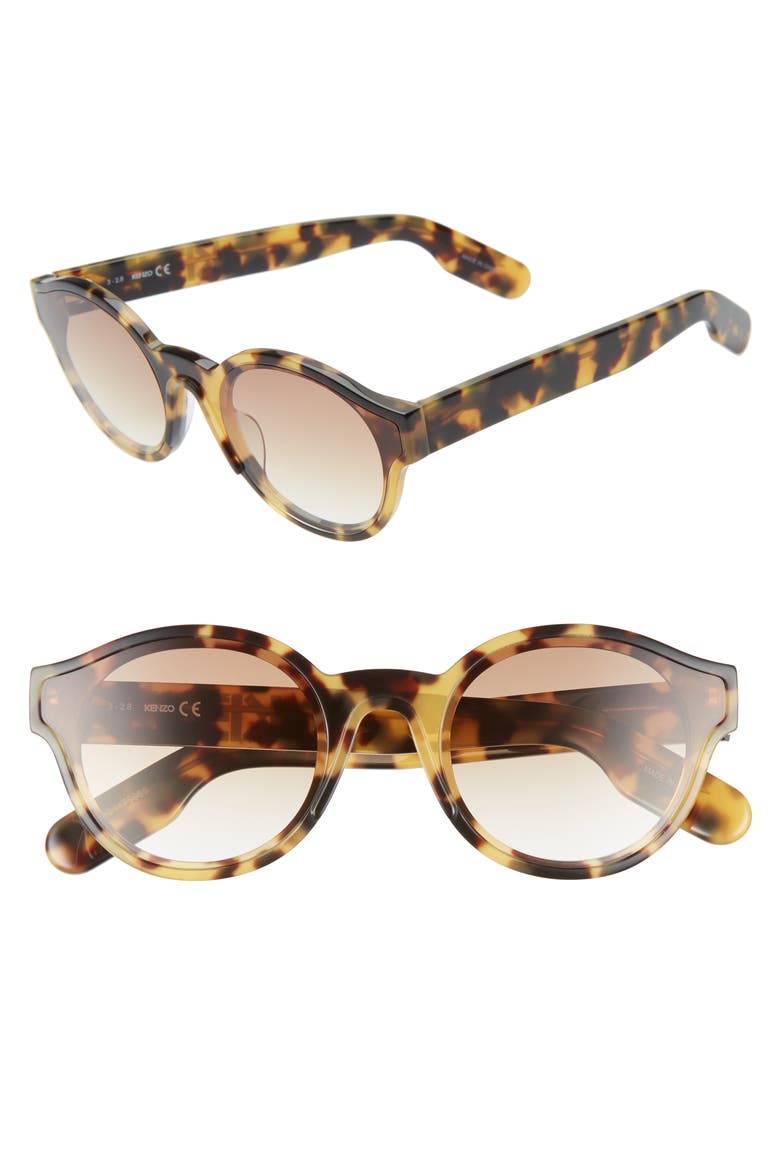 58mm International Fit Round Sunglasses, Main, color, BLONDE HAVANA/ GRADIENT BROWN