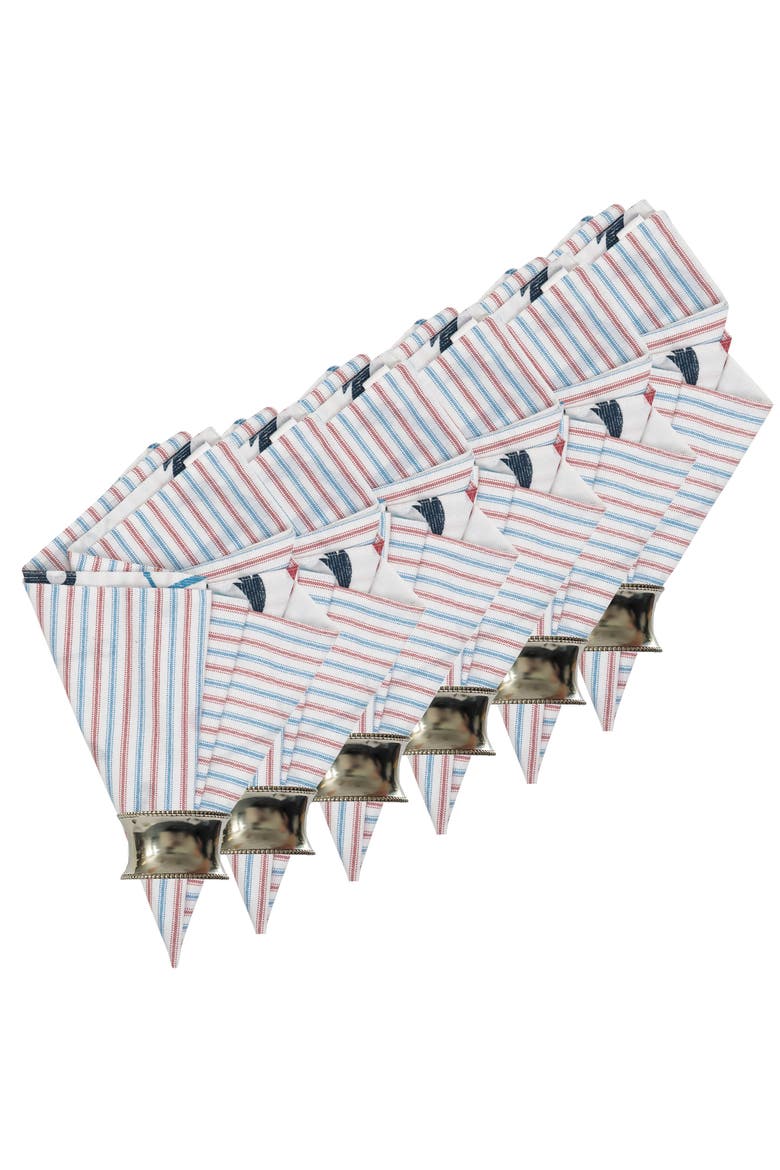 Anchors Away Cotton Reversible Napkin Set of 6 Decor, Alternate, color, Blue