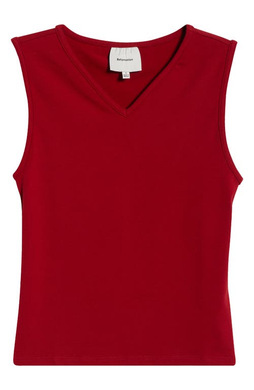 Reformation Wren Cotton V-neck Tank In Red