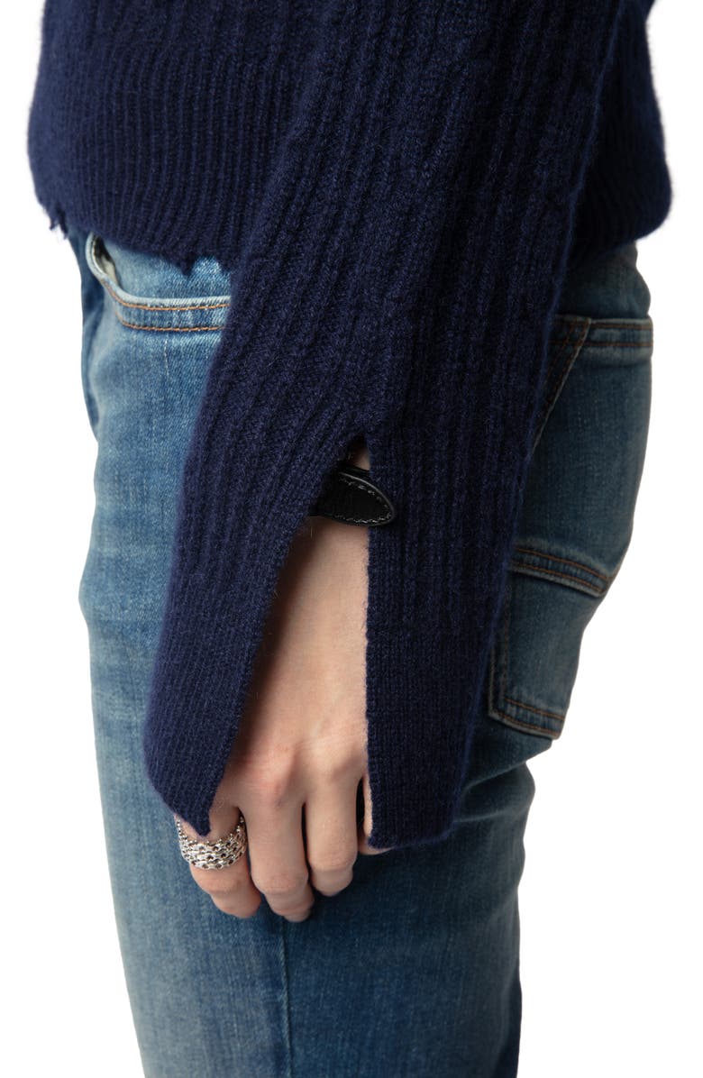 Zadig & Voltaire Jonasson Cable Knit Cashmere Sweater, Alternate, color, 