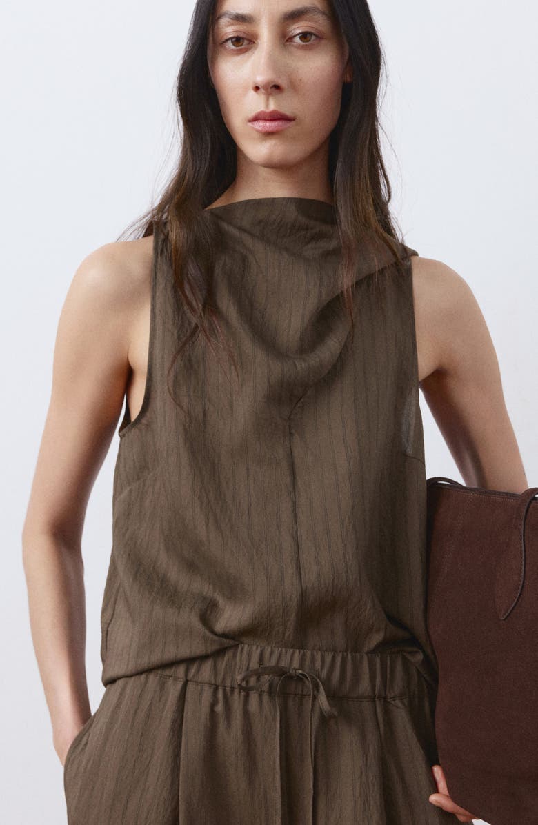 MANGO Pantalon Tatu Drawstring Pants, Alternate, color, Brown