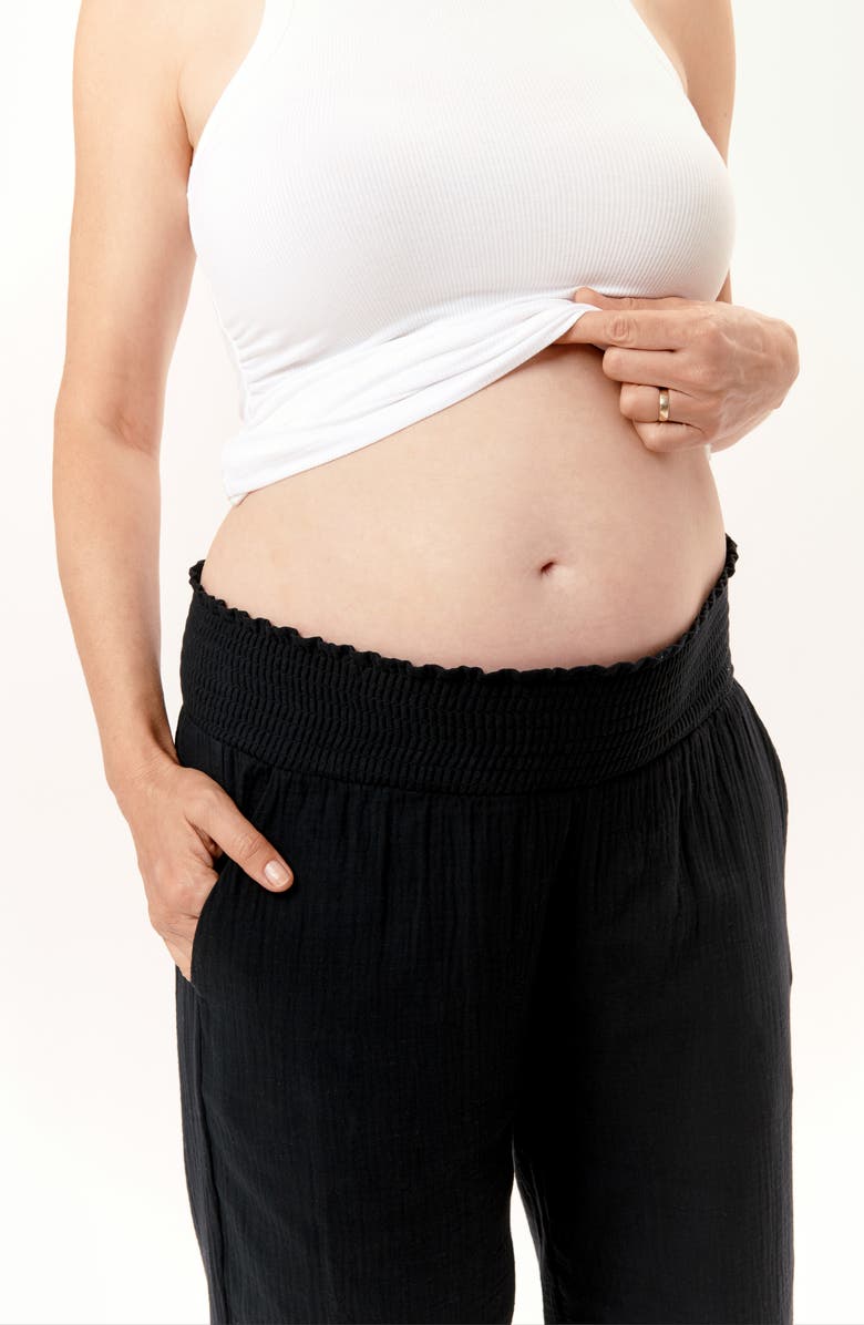 Nom Maternity Remy Smocked Crop Cotton Maternity Pants, Alternate, color, 