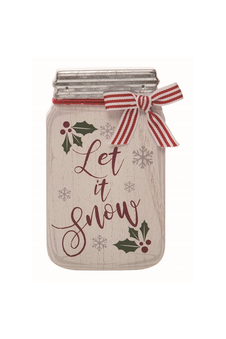 Wood White Christmas Jar Decor, Main, color, White