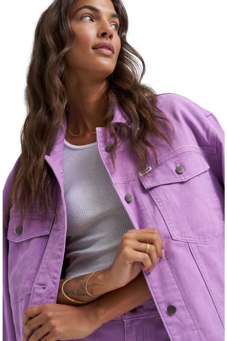 Cowgirl Cut Relaxed Denim Jacket, Alternate, color, BELLFLOWER