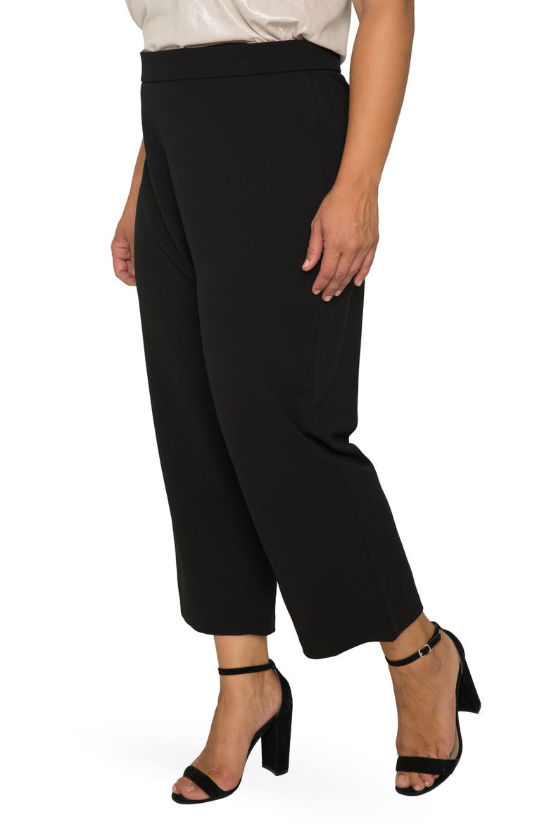 High Waist Stretch Crepe Crop Pants, Alternate, color, BLACK
