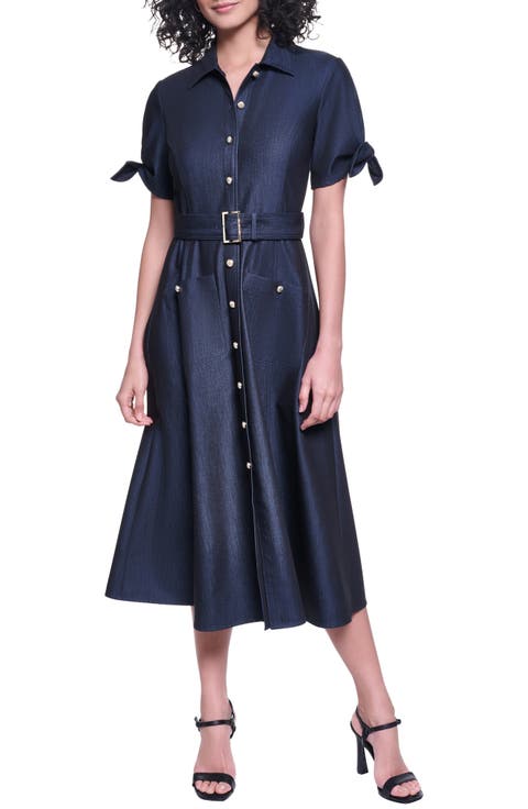 Belted Short Sleeve Midi Shirtdress