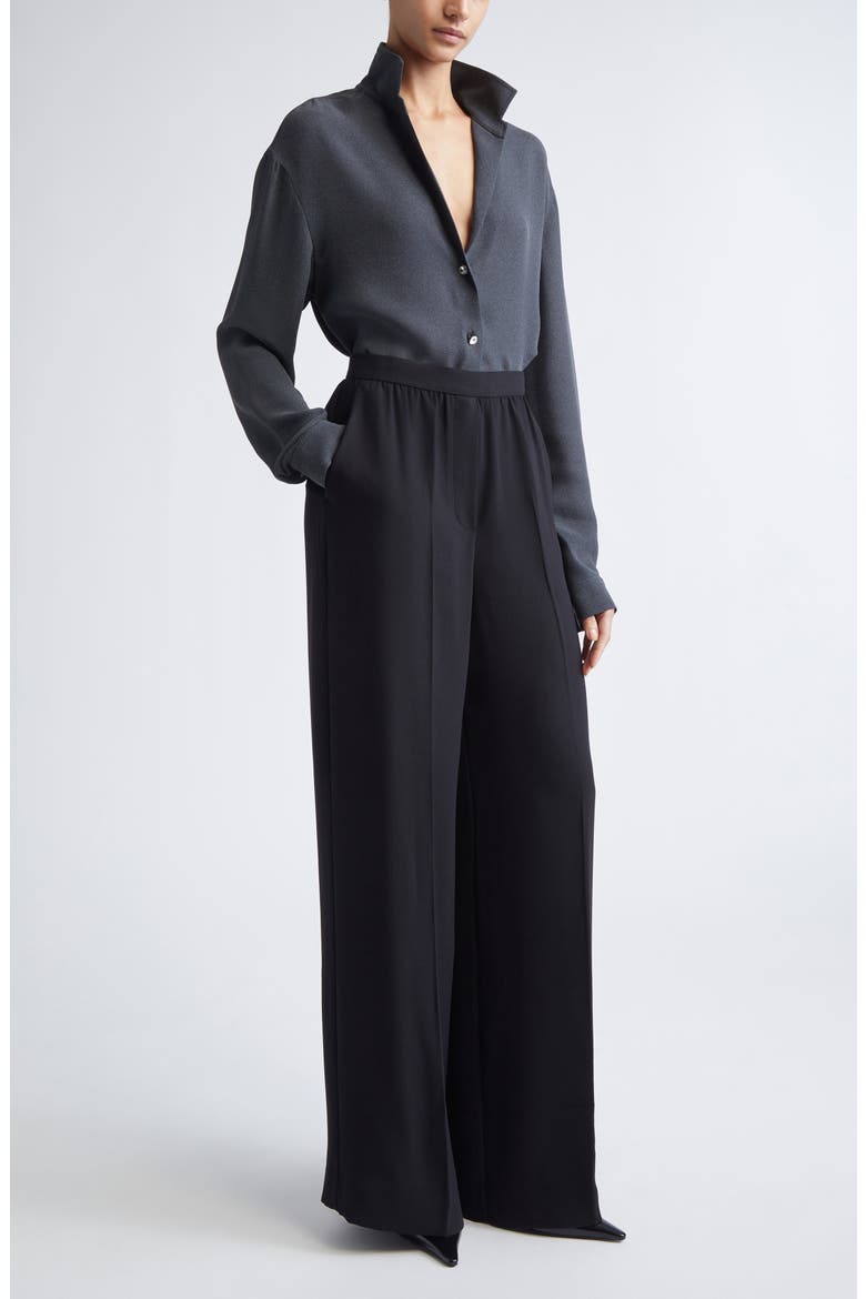 Heathered Crepe Shirt, Alternate, color, DARK GREY MELANGE
