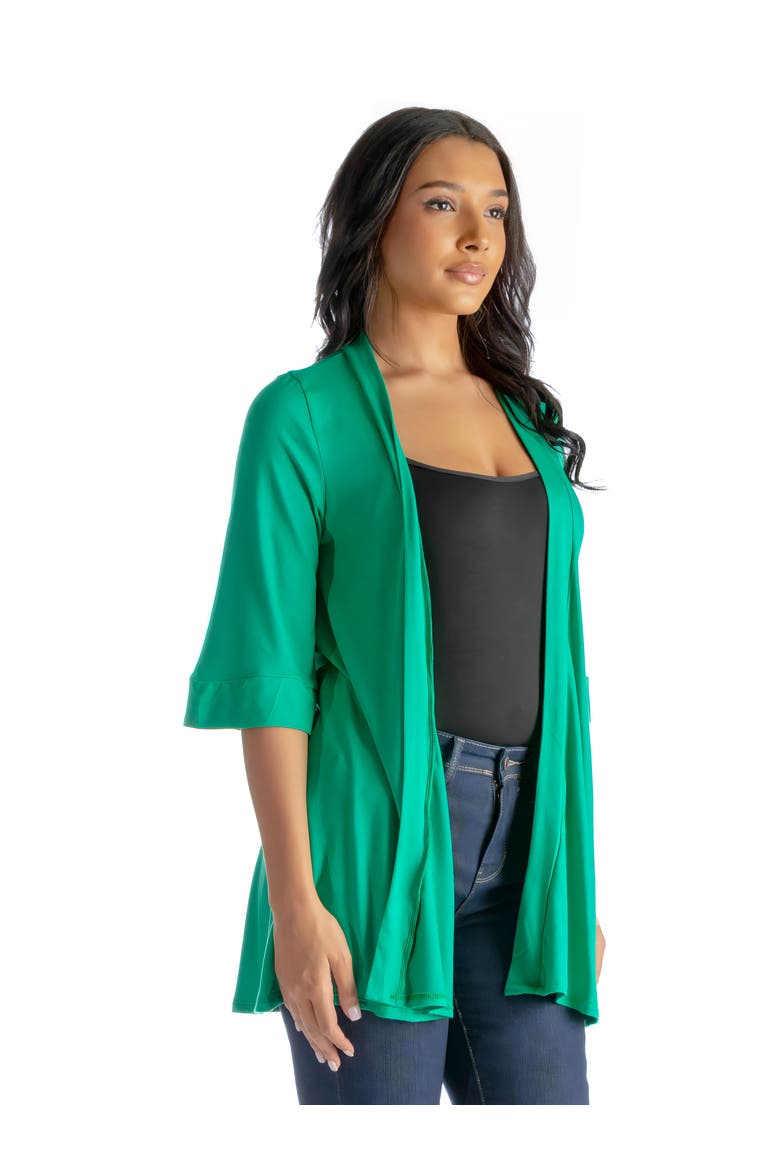 Open Front Elbow Length Sleeve Cardigan, Alternate, color, Grass