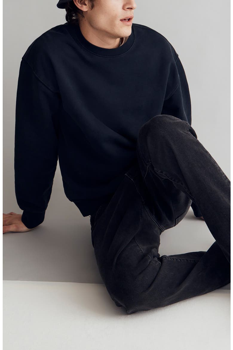 Brushed Terry Crewneck Sweatshirt, Alternate, color, TRUE BLACK