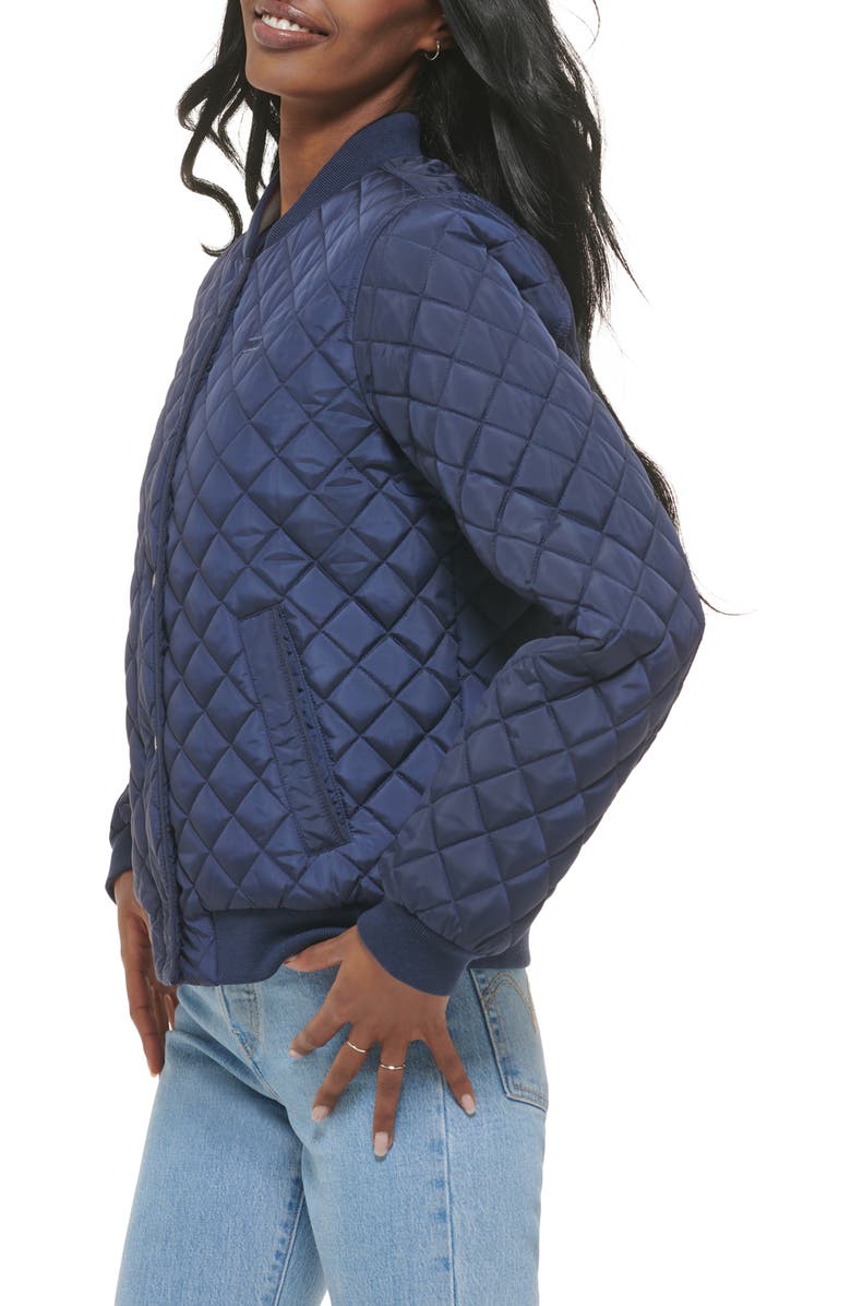 Levi's Diamond Quilted Faux Shearling Lined Bomber Jacket, Alternate, color, Navy