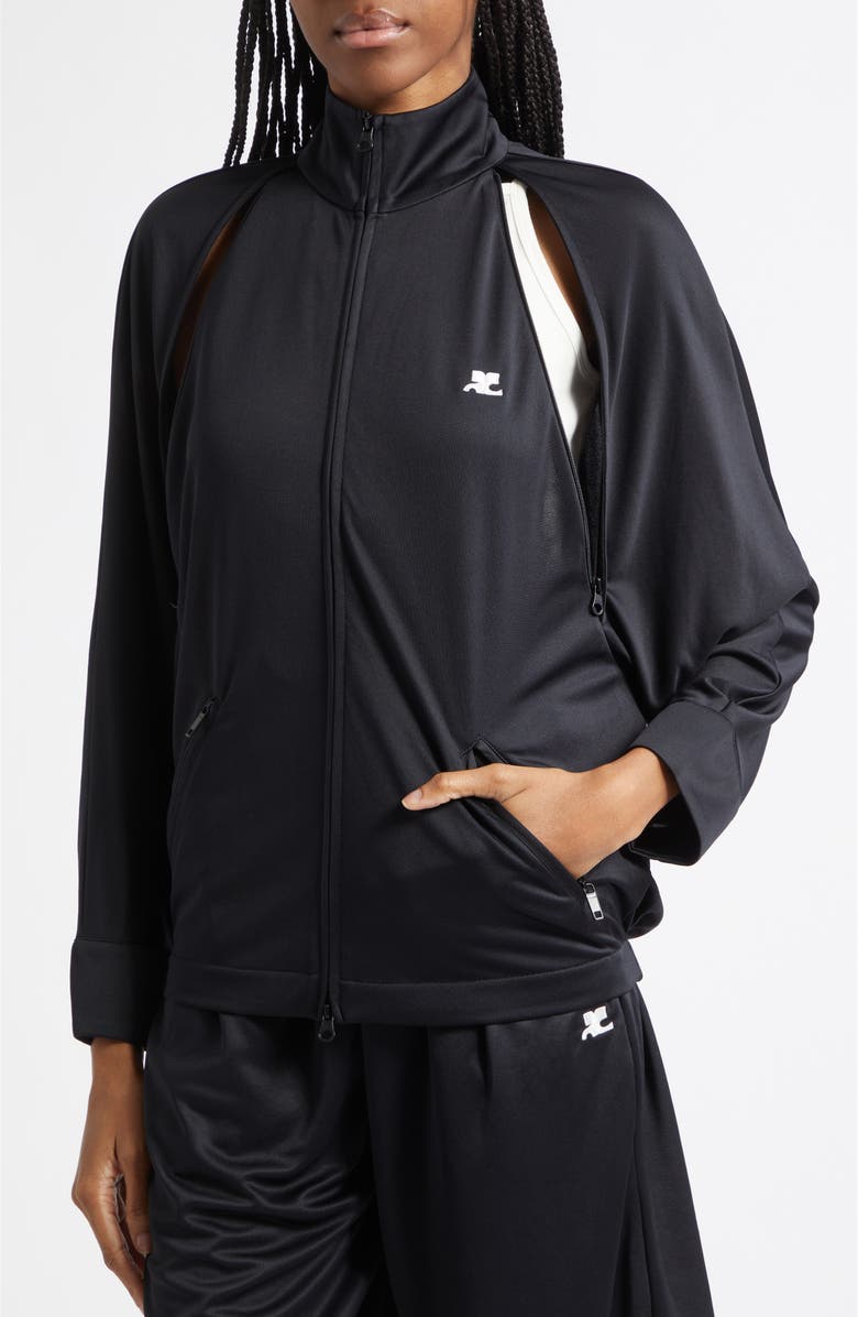 Courrèges Cutout Track Jacket, Alternate, color, Black