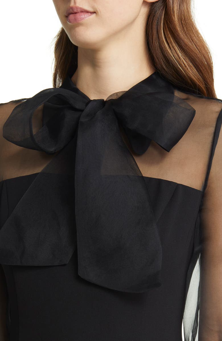 Shani Long Sleeve Organza & Crepe Sheath Dress, Alternate, color, 