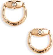 Gucci Half Horsebit Mini Diamond Stud Earrings