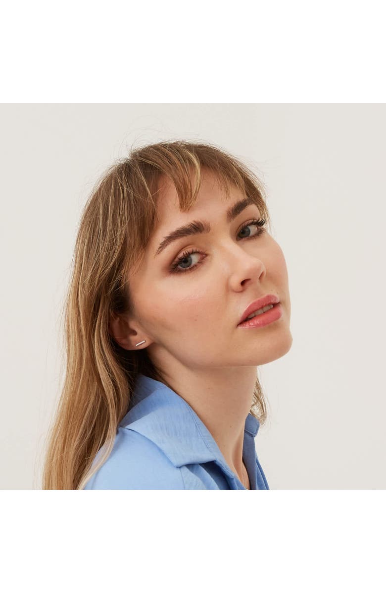 Spero London Sterling Silver Zirconia Bar Stud Earring, Alternate, color, Silver