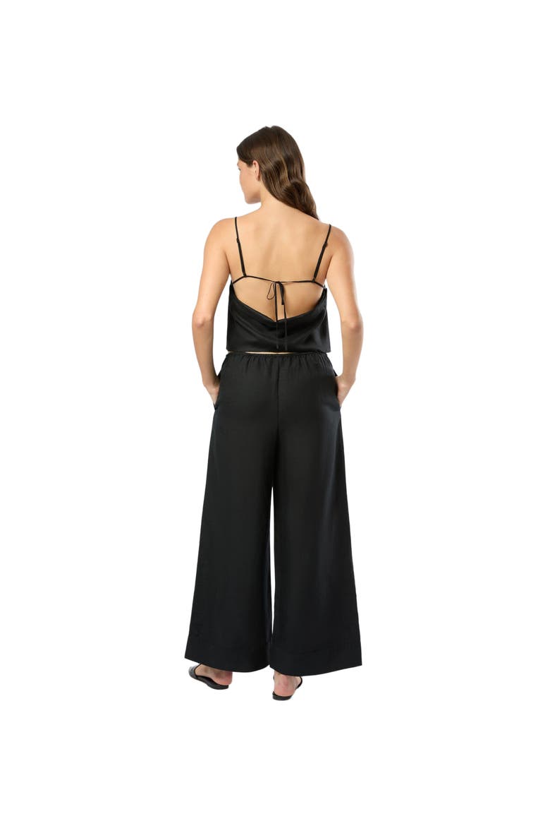 Air Linen Wide Leg Drawstring Pant, Alternate, color, BLACK
