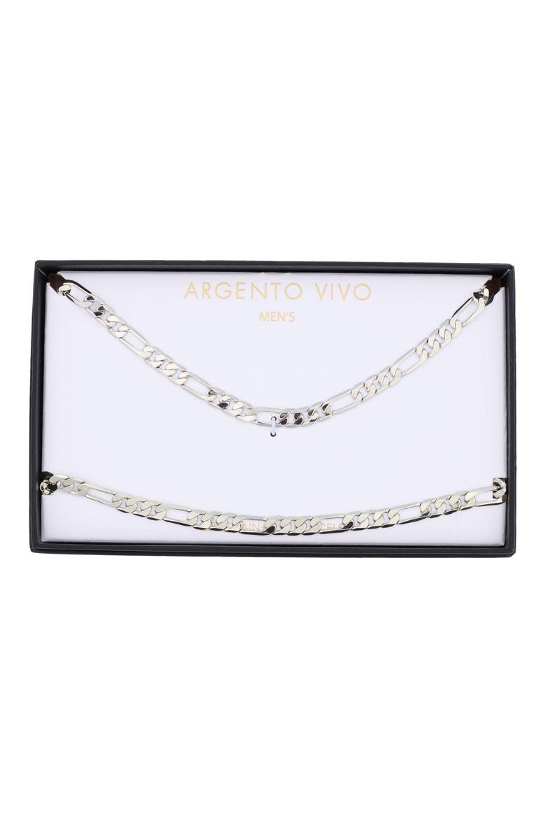 Men's Figaro Chain Necklace & Bracelet Set, Main, color, SILVER