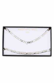 Argento Vivo Sterling Silver Men's Figaro Chain Necklace & Bracelet Set