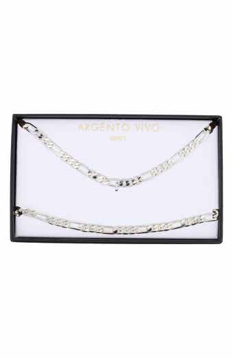 Argento Vivo Sterling Silver Men's Figaro Chain Necklace & Bracelet Set