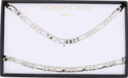 Argento Vivo Sterling Silver Men's Figaro Chain Necklace & Bracelet Set