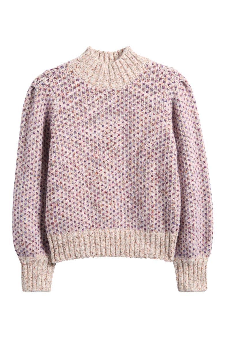 Marled Blouson Sleeve Jacquard Sweater, Alternate, color, CEREAL