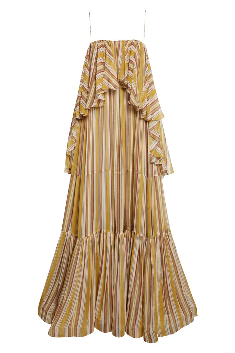Rebellion Bohemian Stripe Slipdress, Alternate, color, MUSTARD STRIPE