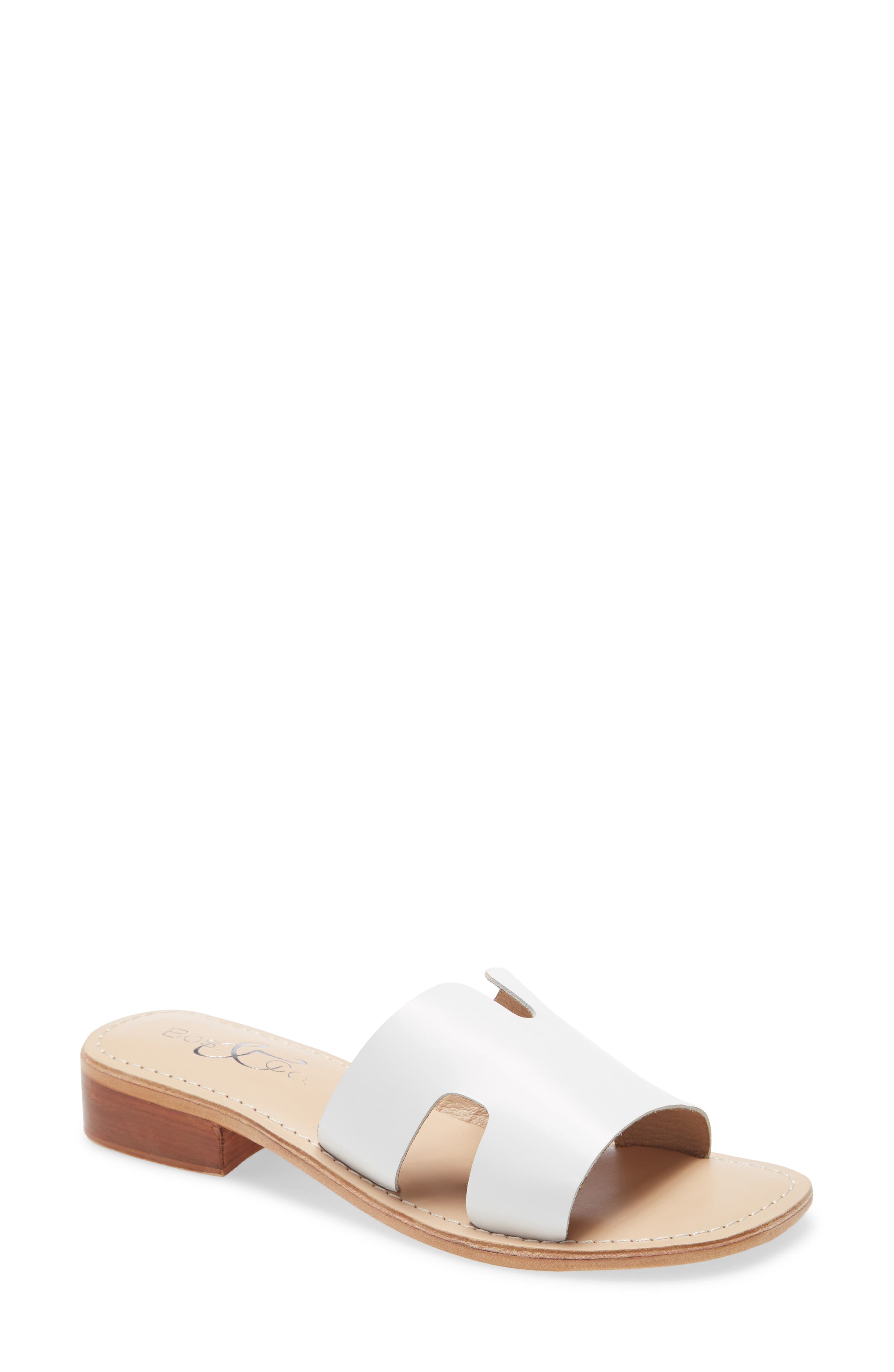 Imani Slide Sandal, Main, color, WHITE SMOOTH LEATHER