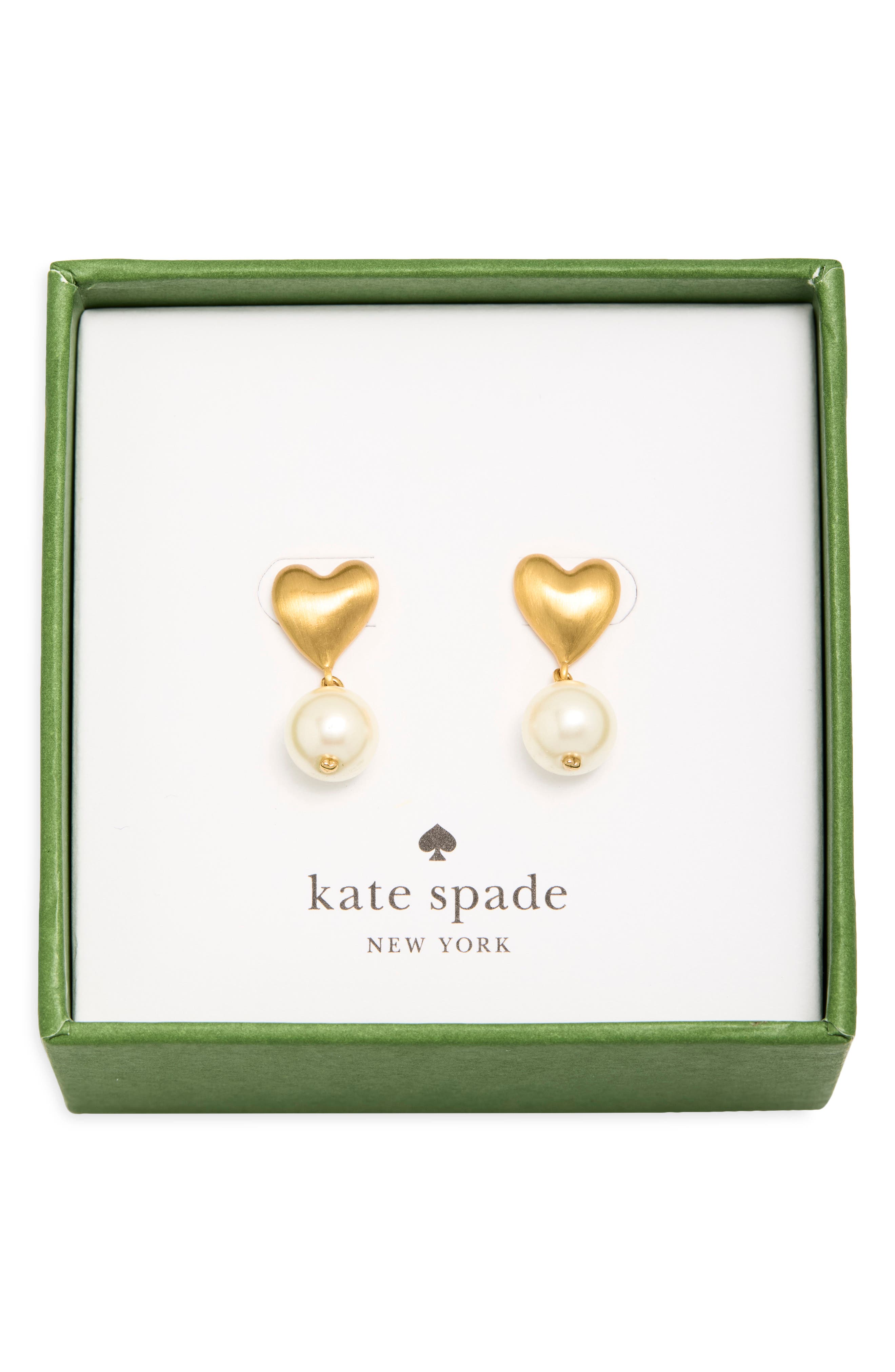 Heart & Faux Pearl Drop Earrings