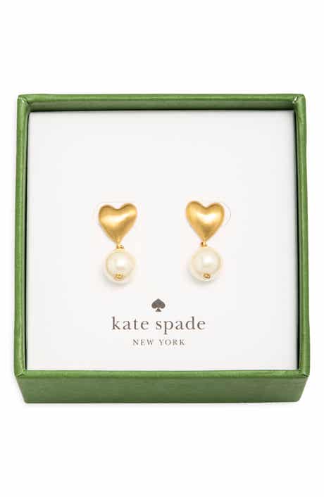Heart & Faux Pearl Drop Earrings