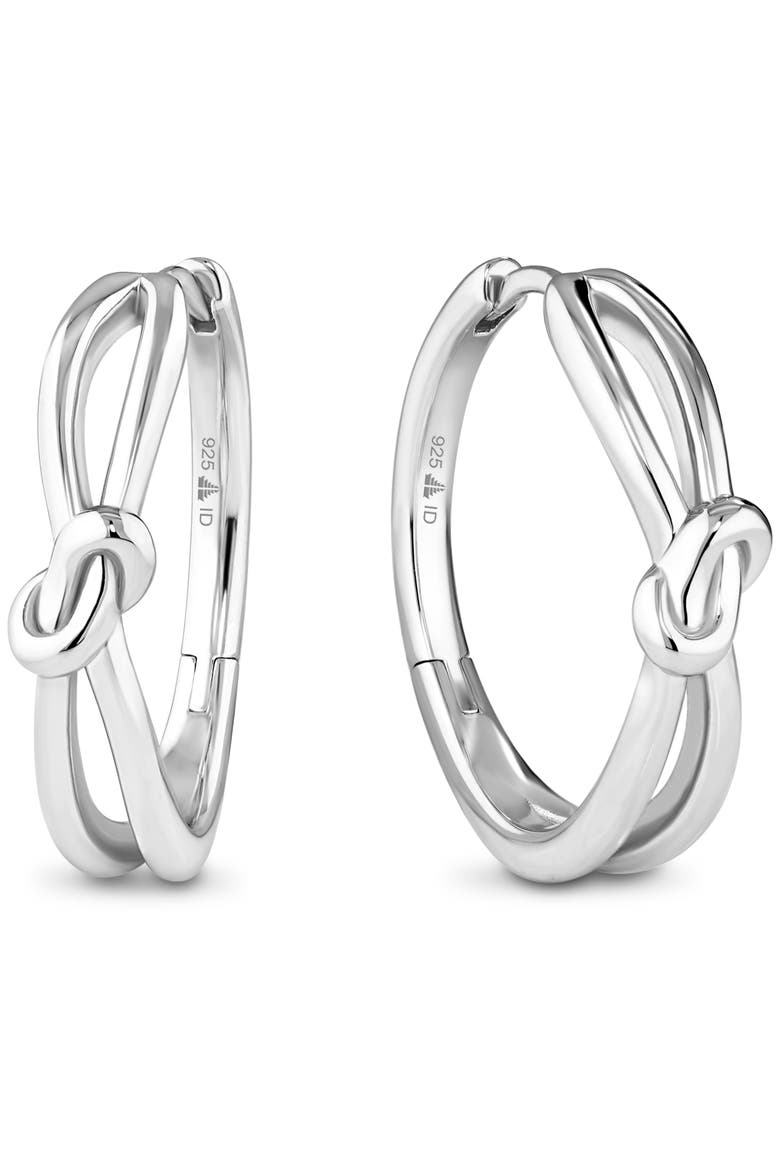 Love Knot Hoop Earrings in Rhodium Plated Sterling Silver, 23mm, Main, color, Silver