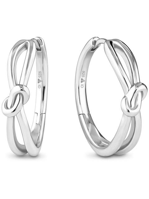 Love Knot Hoop Earrings in Rhodium Plated Sterling Silver, 23mm