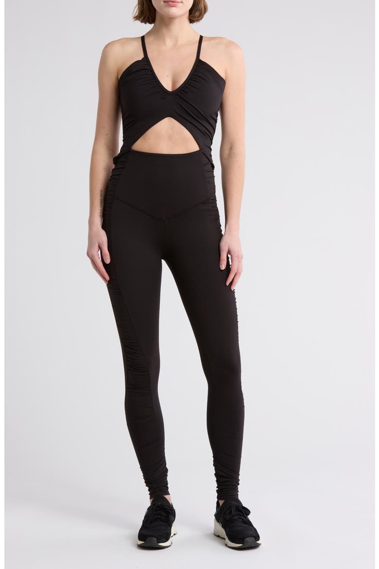 Balancing Act Racerback Jumpsuit, Main, color, BLACK