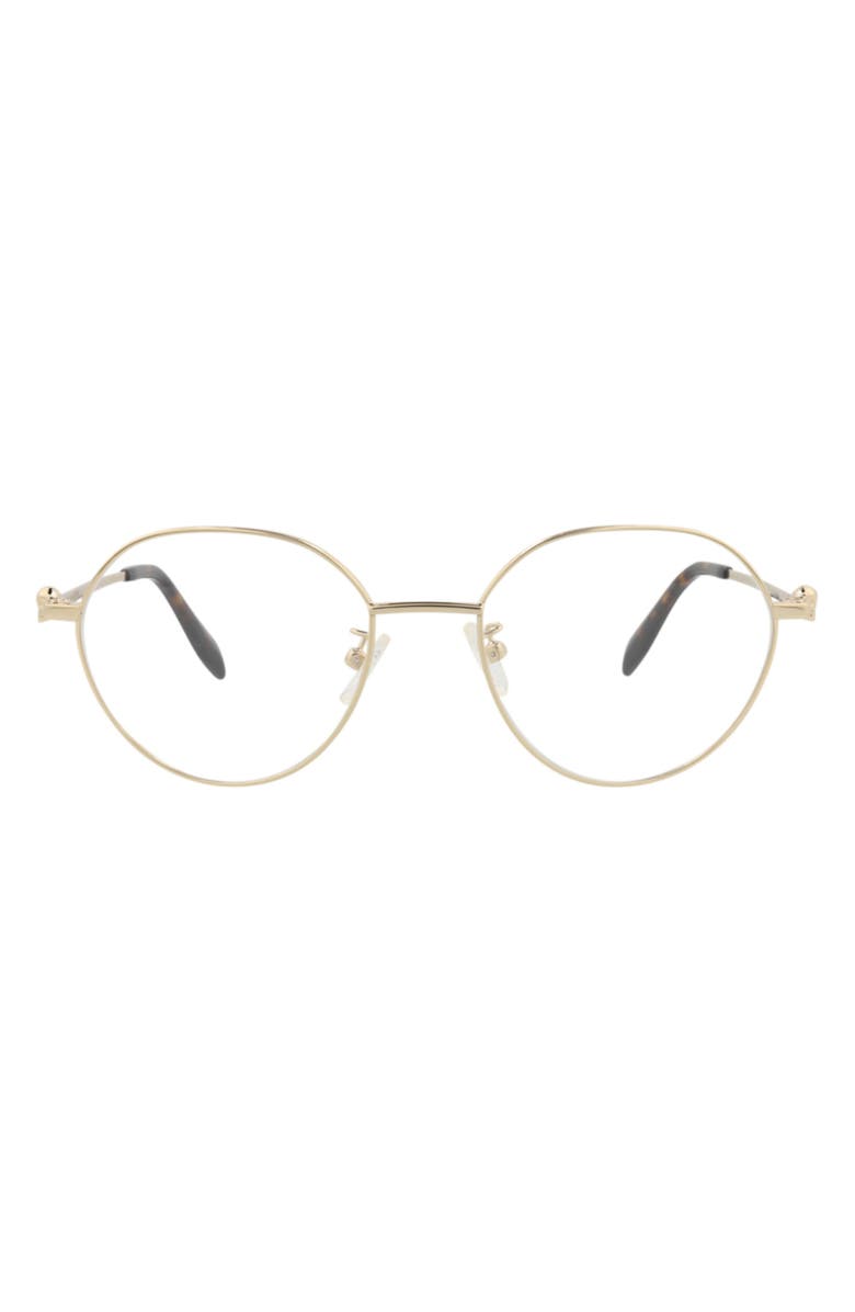McQueen 53mm Round Sunglasses, Main, color, Gold Gold Transparent