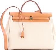 Pre-Owned Hermes Herbag Zip Leather and Toile 31