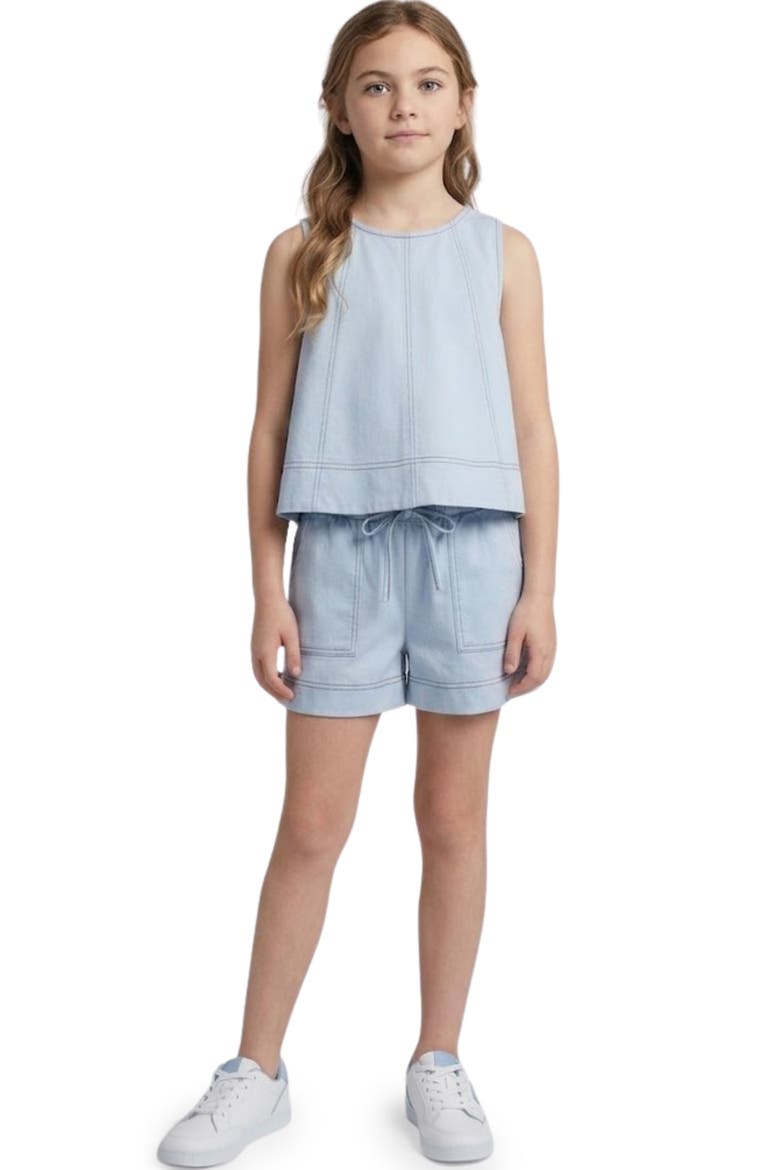 Kids' Contrast Stitch Cotton Blend Top, Alternate, color, LIGHT BLUE