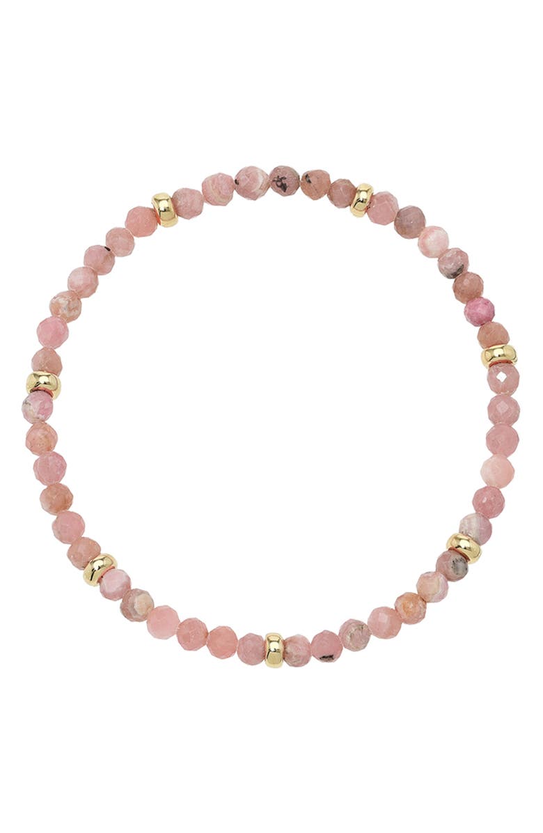 Zoe Lev Rhodochrosite & 14K Gold Stretch Beaded Bracelet, Main, color,