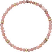 Zoe Lev Rhodochrosite & 14K Gold Stretch Beaded Bracelet