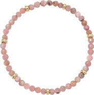 Zoe Lev Rhodochrosite & 14K Gold Stretch Beaded Bracelet