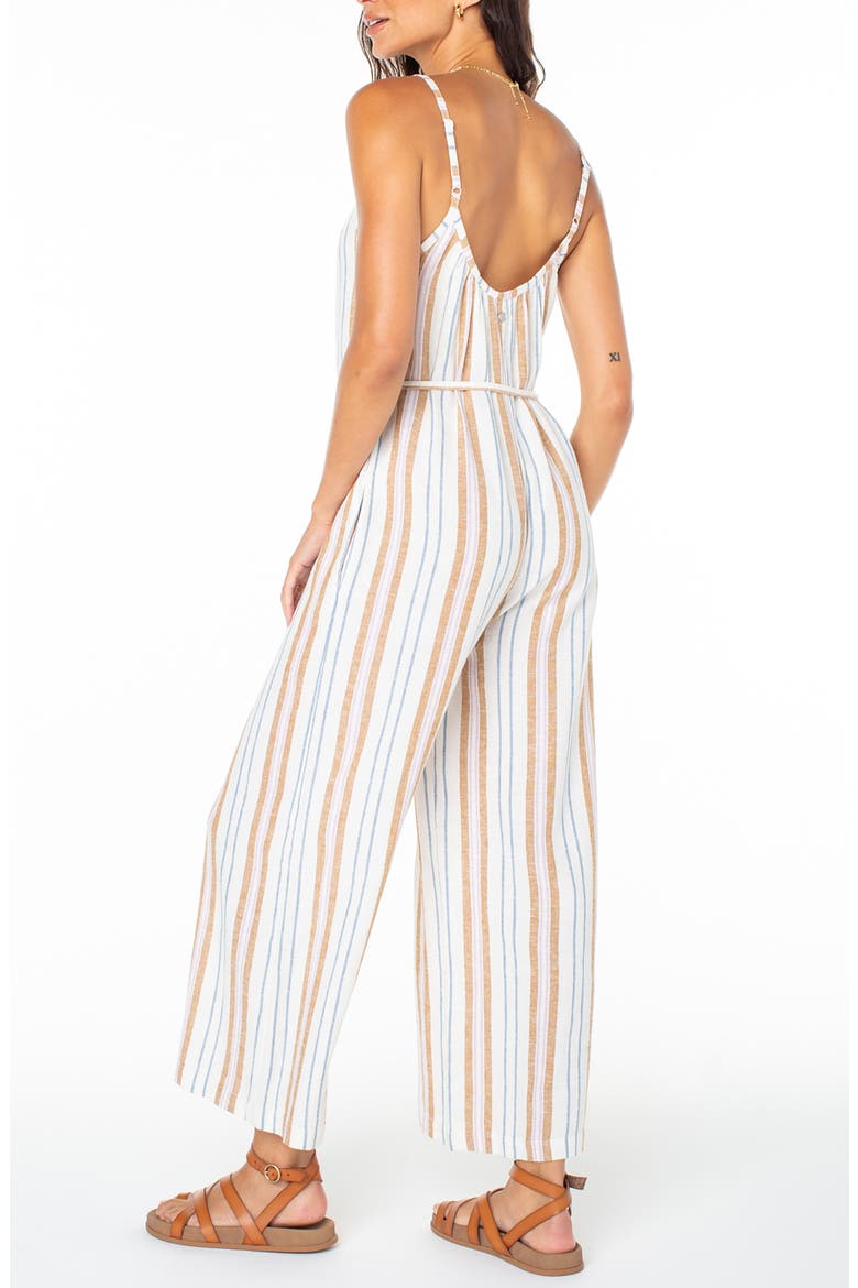 Gale Stripe Linen Blend Jumpsuit, Alternate, color, EGRET