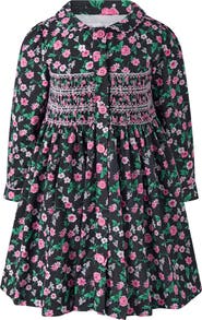 Rachel Riley Floral Smocked Button Front Dress