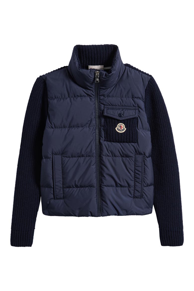 Kids' Wool & Cashmere Down Puffer Cardigan, Main, color, DARK BLUE