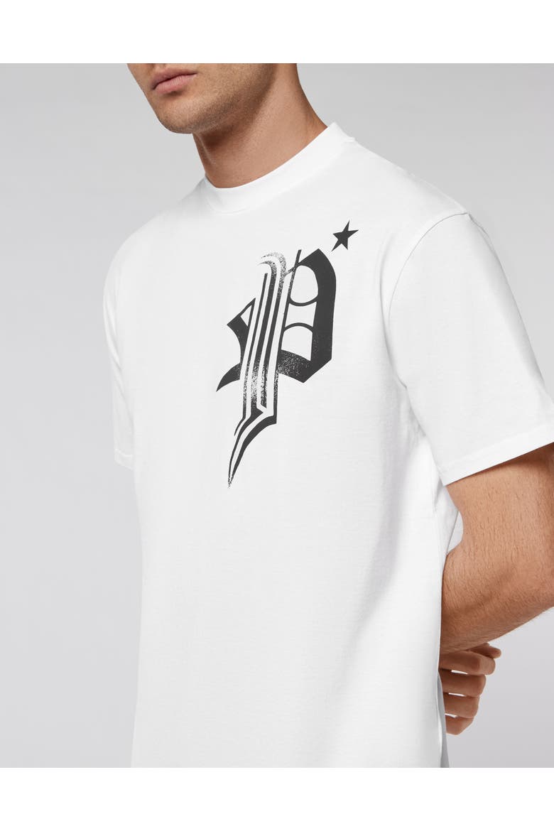 T-Shirt Round Neck Ss Skull Logo Men, Alternate, color, white