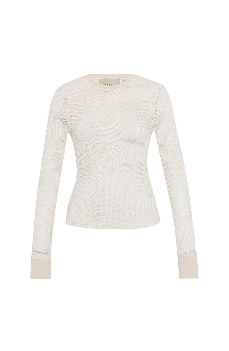 THEO The Label Artemis Fern Lace Long-Sleeve Top, Main, color, Ivory