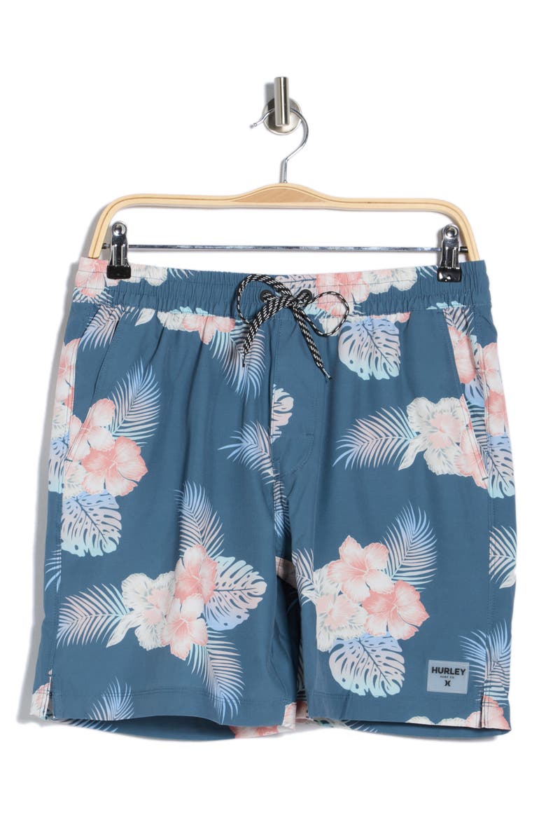 Chicama Volley Swim Trunks, Alternate, color, GREY TEAL