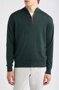 Peter Millar Autumn Crest Suede Trim Quarter Zip Sweater