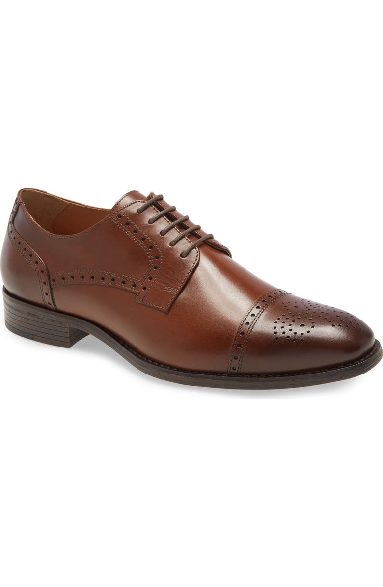 Johnston & Murphy Lewis Cap Toe Derby, Main, color, Tan
