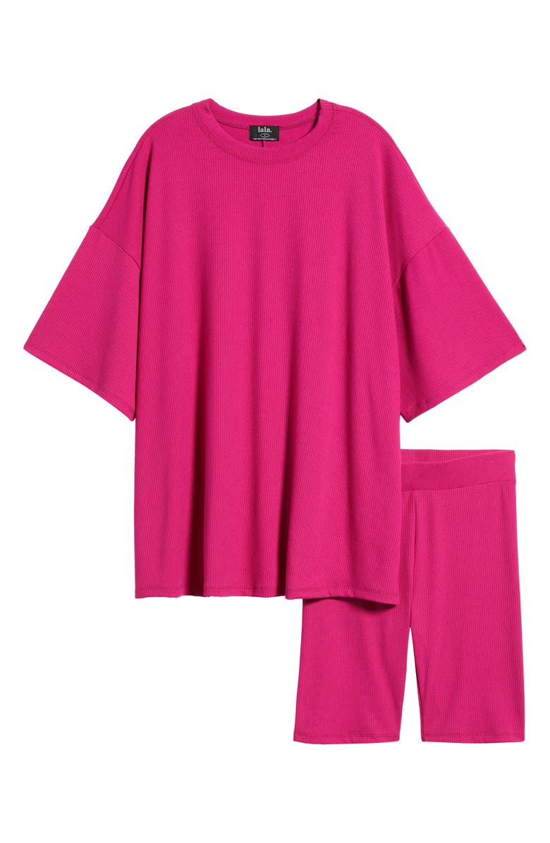 Dressed in Lala Malone Rib Oversize T-Shirt & Shorts Set, Alternate, color, Hot Pink