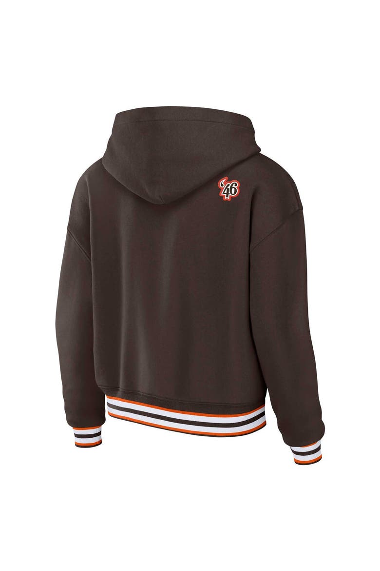 Women's WEAR by Erin Andrews Brown Cleveland Browns Plus Size Lace-Up Pullover Hoodie, Alternate, color, Brown